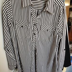 Notations Monochrome Striped Blouse